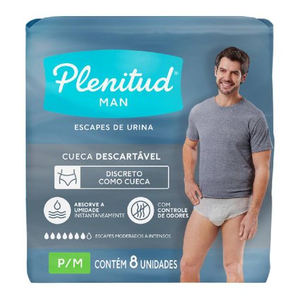 ROUPA ÍNTIMA DESCARTÁVEL PLENITUD MAN P/M 8 UNIDADES
