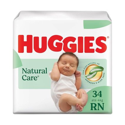 FRALDA HUGGIES PREMIUM NATURAL CARE RN 34 UNIDADES