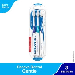 Kit Escova Dental Para Dentes Sensíveis Sensodyne Gentle - 3 Unidades