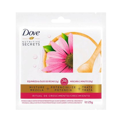 MÁSCARA DE TRATAMENTO DOVE EQUINÁCEA E ÓLEO DE RICINO RITUAL DE CRESCIMENTO 23G