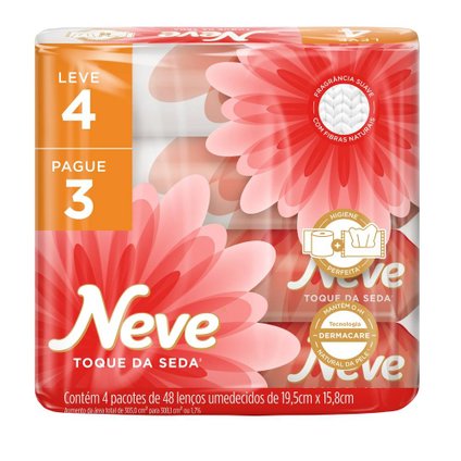 LENÇO UMEDECIDO NEVE TOQUE DE SEDA COM 192 UNIDADES PROMOCIONAL