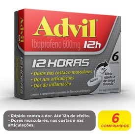 Advil 12 Horas Ibuprofeno 600mg 6 Comprimidos