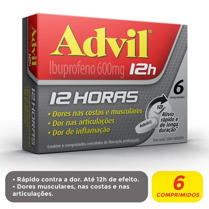 Advil 600mg 12 Horas Com 6 Comprimidos PanVel Farmácias