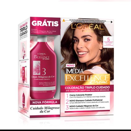 KIT TINTURA IMEDIA 5 CASTANHO CLARO + TRATAMENTO MILAGROSO DA COR 50ML GRÁTIS