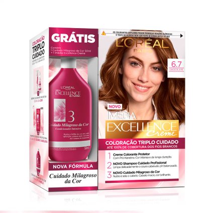 KIT TINTURA IMEDIA 6.7 CHOCOLATE + TRATAMENTO MILAGROSO DA COR 50ML GRÁTIS