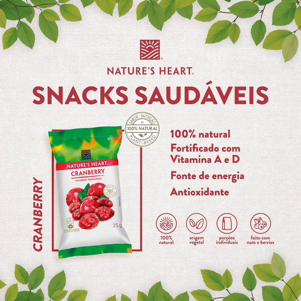 Snack Natures Heart Cranberry 25g Panvel Farmácias