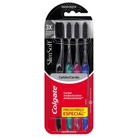 ESCOVA DENTAL COLGATE SLIM SOFT BLACK PREMIUM 4 UNIDADES