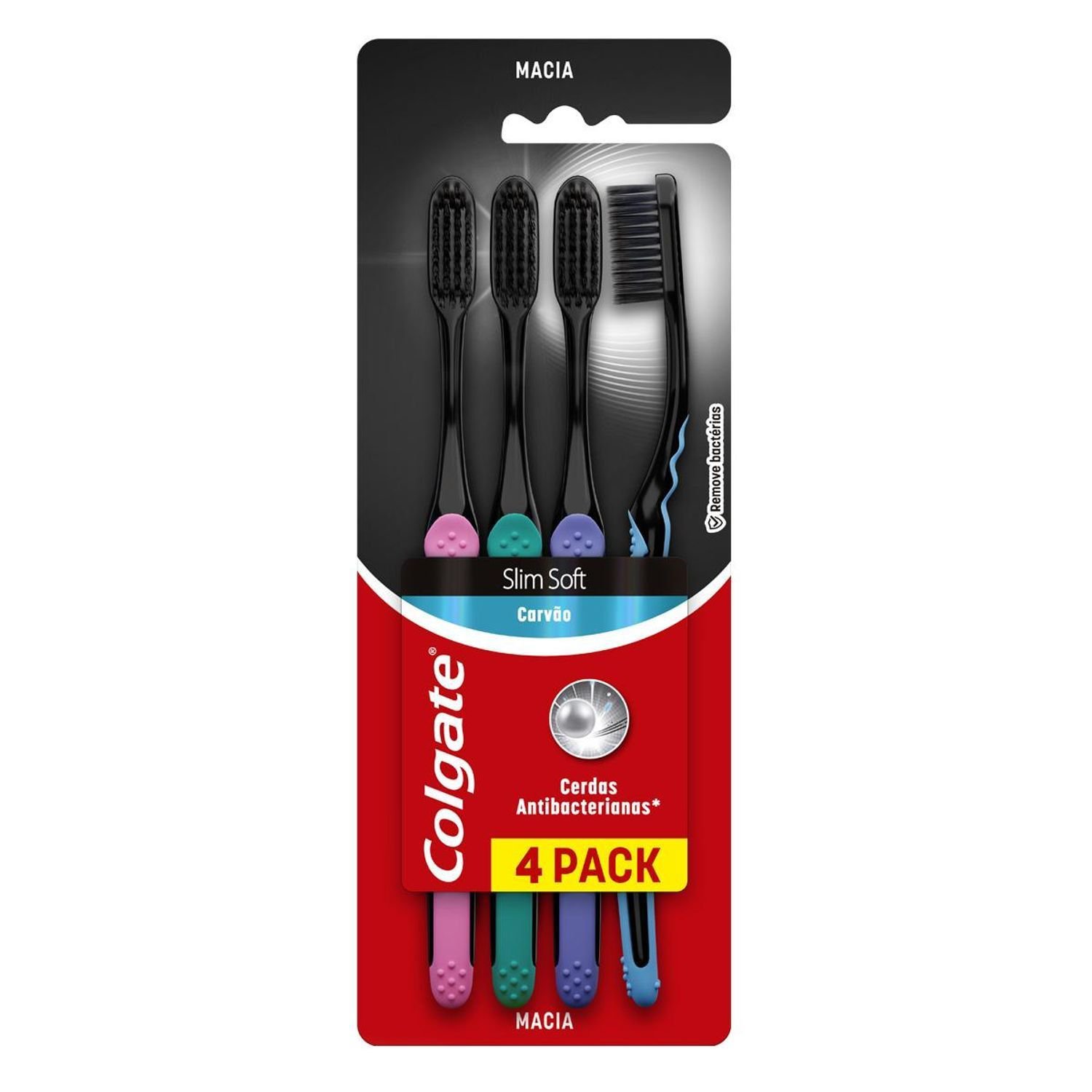 Escova Dental Colgate Slim Soft Black Premium 4 Unidades