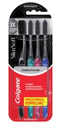 ESCOVA DENTAL COLGATE SLIM SOFT BLACK PREMIUM 4 UNIDADES