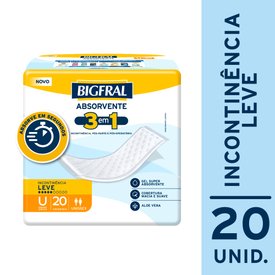 ABSORVENTE PARA INCONTINÊNCIA  DESCARTÁVEL BIGFRAL PLUS REGULAR 20 UNIDADES