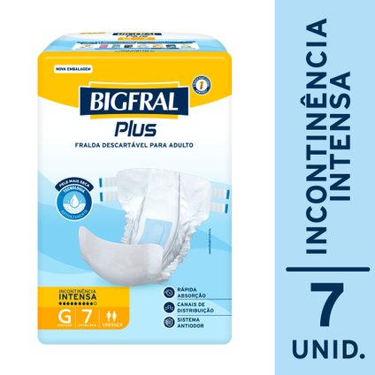 FRALDA  ADULTO BIGFRAL REGULAR PLUS G 7 UNIDADES