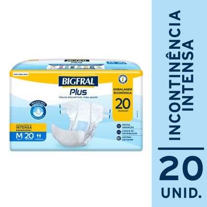 FRALDA ADULTO BIGFRAL REGULAR PLUS M 20 UNIDADES