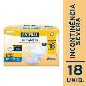 FRALDA ADULTO BIGFRAL DERMAPLUS ECONÔMICA M 18 UNIDADES