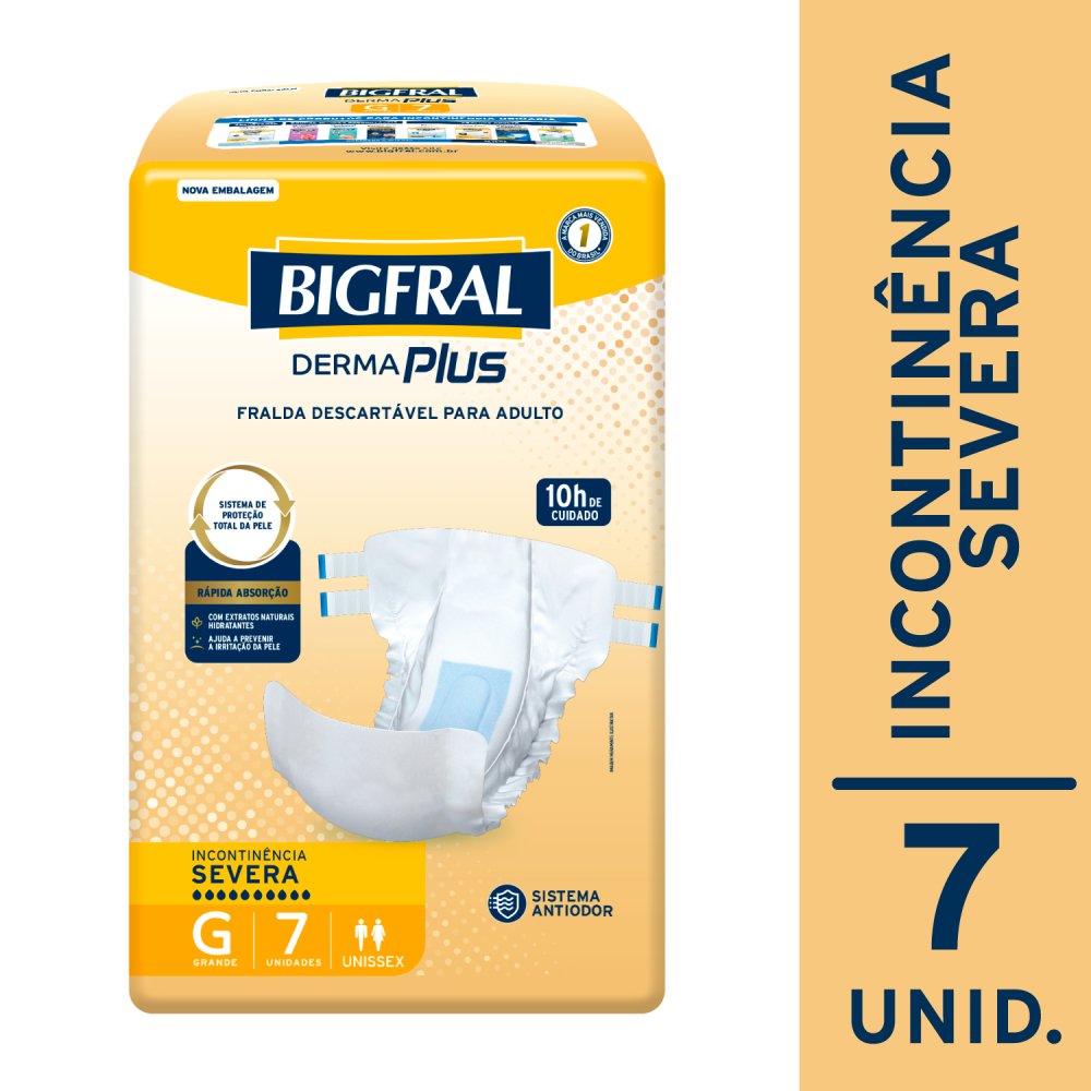 Fralda Adulto Bigfral Dermaplus G 7 Unidades
