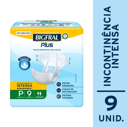 FRALDA ADULTO BIGFRAL REGULAR PLUS P 9 UNIDADES