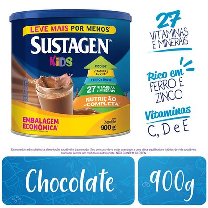 COMPLEMENTO ALIMENTAR SUSTAGEN KIDS SABOR CHOCOLATE LATA 900G