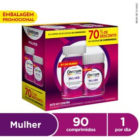 Kit Centrum Mulher Multivitamínico Vitaminas E Minerais De A A Zinco 60 Comprimidos + 30 Comprimidos