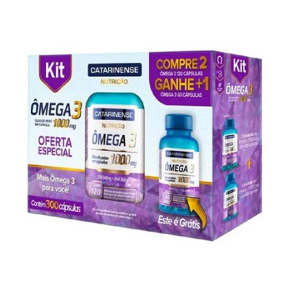 KIT ÔMEGA 3 CATARINENSE 1000MG 300 CÁPSULAS