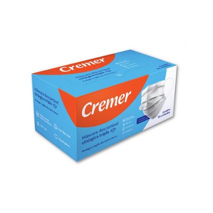 MÁSCARA DESCARTÁVEL TRIPLA CREMER C/ELÁSTICO (50 UN)