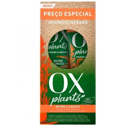 KIT OX PLANTS NUTRE E CRESCE SHAMPOO 375ML + SUPER CONDICIONADOR 170ML