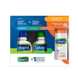 KIT LOÇÃO HIDRATANTE CETAPHIL 59ML+LIMPEZA 59ML GANHE 30% DESCONTO  PROTETOR SUN AOX FPS60 COM COR
