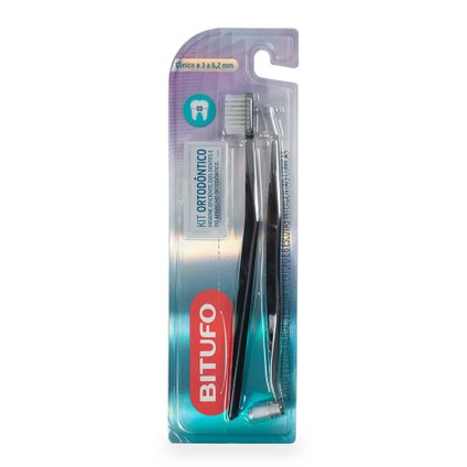 KIT ESCOVAS ORTODÔNTICAS BITUFO: 1 CLASS ORTO, 1 INTERTUFO E 6 INTERDENTAIS CILÍNDRICAS 3 MM
