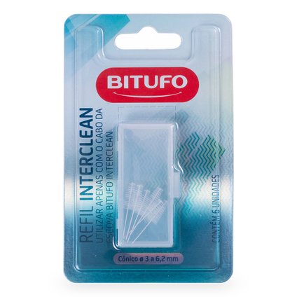 REFIL ESCOVA INTERDENTAL BITUFO INTERCLEAN CÔNICO 3 A 6,2 MILÍMETROS COM 6 UNIDADES