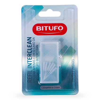 REFIL ESCOVA INTERDENTAL BITUFO INTERCLEAN CILÍNDRICO 3 MILÍMETROS COM 6 UNIDADES