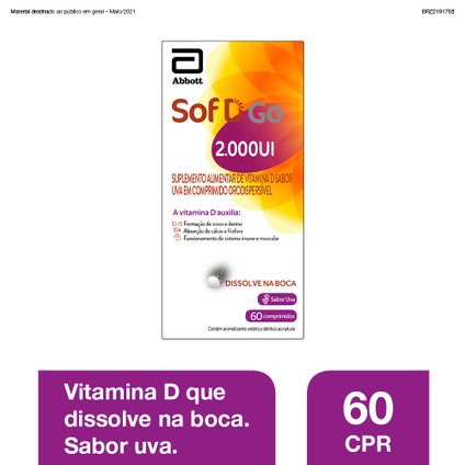 SOF D GO 2.000 UI 60 COMPRIMIDOS ORODISPERSÍVEIS