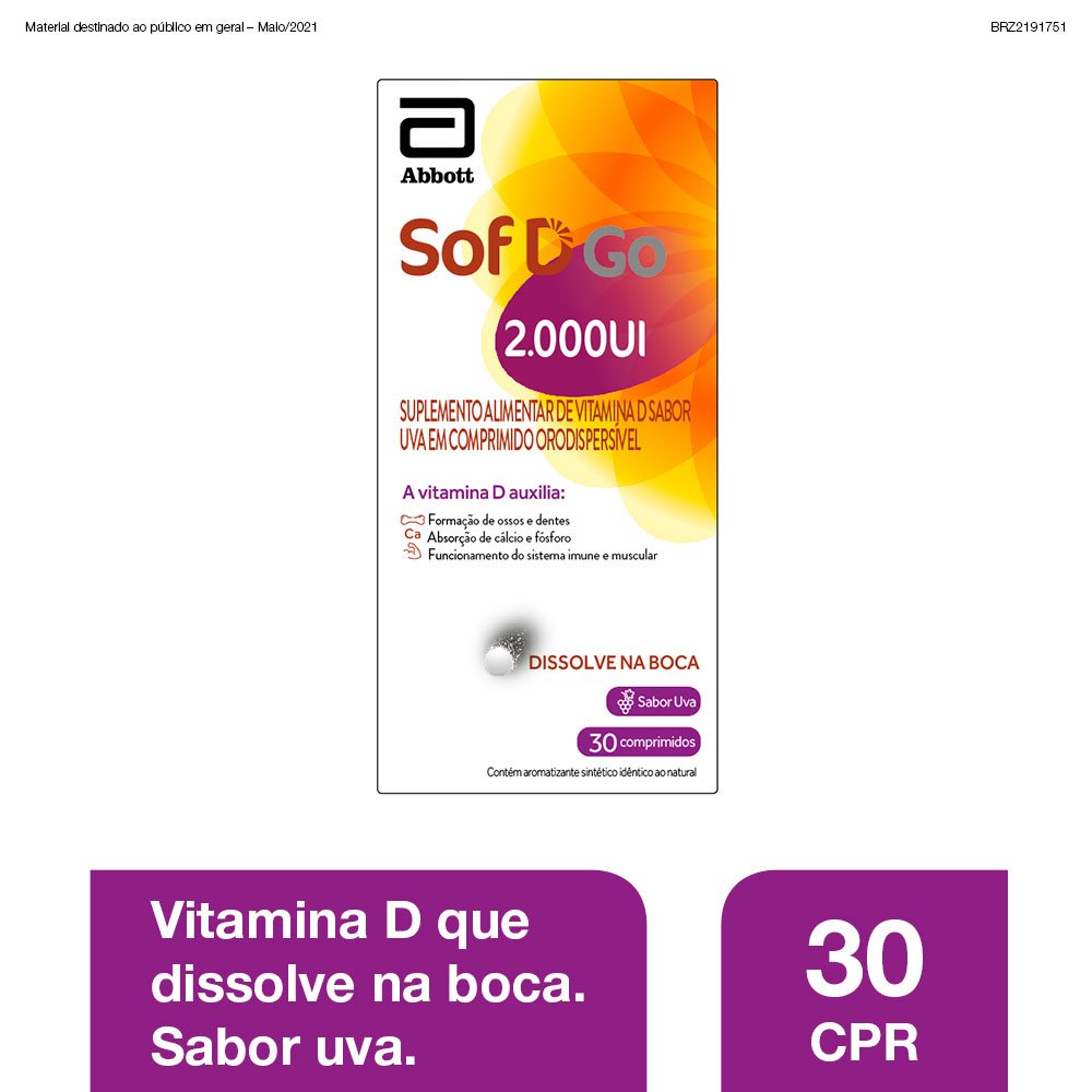Sof D Go 2.000 Ui 30 Comprimidos Orodispersíveis