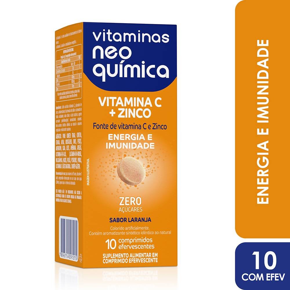 Vitamina C + Zinco Efervescente Neo Química 10 Comprimidos