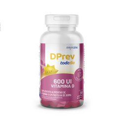 Dprev Todo Dia 600ui  Com 30 Gomas Mastigáveis Sabor Framboesa - Vitamina D3