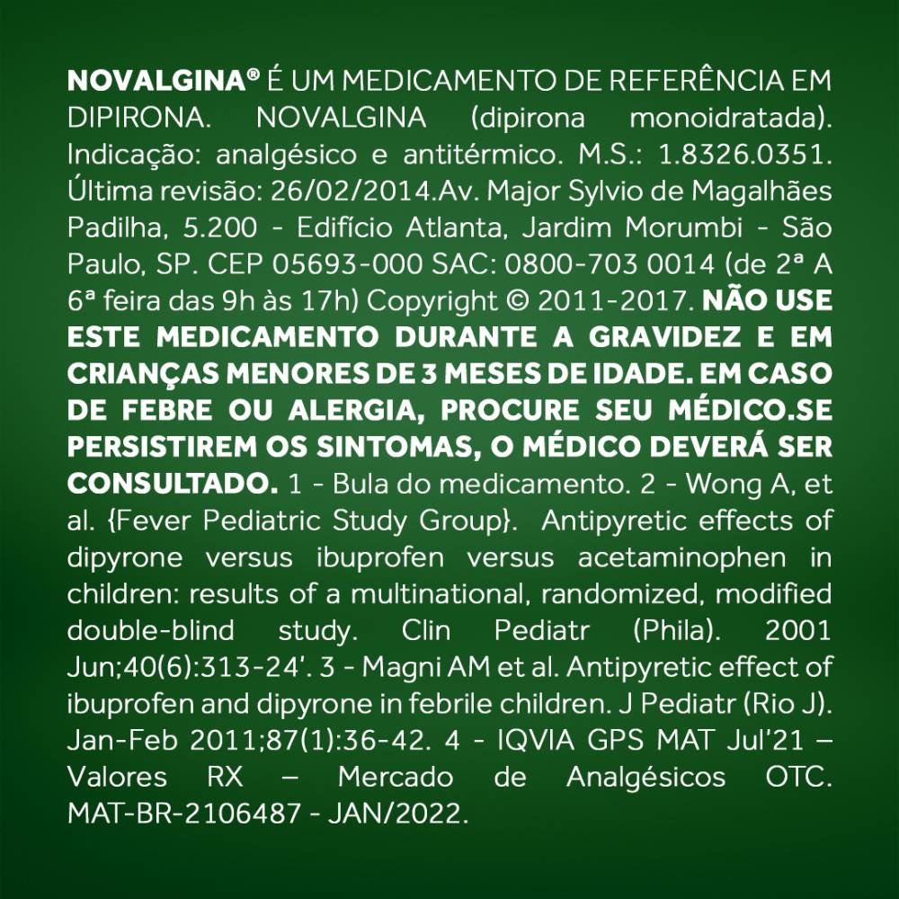 Novalgina Gotas Frasco 500 Mg X 20 Ml - PanVel Farmácias