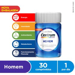 Centrum Homem Multivitamínico Com Vitaminas E Minerais De A A Zinco 30 Comprimidos