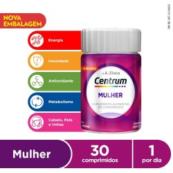 Centrum Mulher Multivitamínico Com Vitaminas E Minerais De A A Zinco 30 Comprimidos