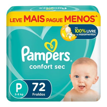 FRALDA PAMPERS CONFORT SEC BAG P 72 UNIDADES