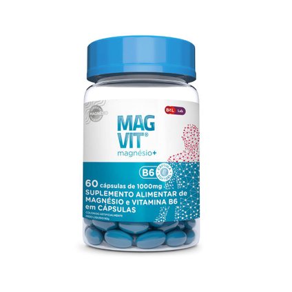 MAGVIT 1000MG 60 CÁPSULAS - SUPLEMENTO DE MAGNÉSIO E VITAMINA B6 EM CÁPSULAS