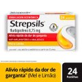 PASTILHAS PARA GARGANTA STREPSILS SABOR MEL E LIMÃO 24 PASTILHAS