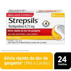 Pastilhas Para Garganta Strepsils Sabor Mel E Limão 24 Pastilhas