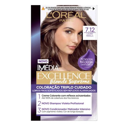 TINTURA IMÉDIA EXCELLENCE BLONDE SUPRÊME 7.12 LOURO PÉROLA