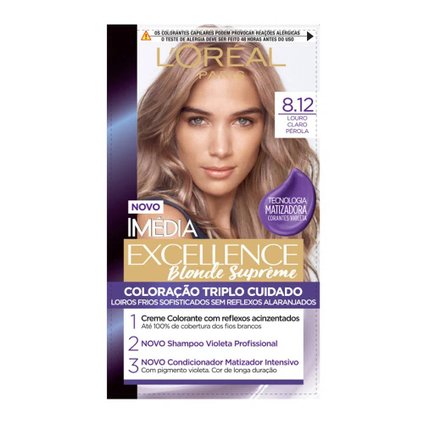 TINTURA IMÉDIA EXCELLENCE BLONDE SUPRÊME 8.12 LOURO CLARO PÉROLA