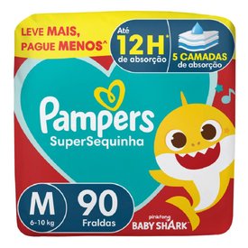 FRALDA PAMPERS SUPERSEQUINHA M 90 UNIDADES