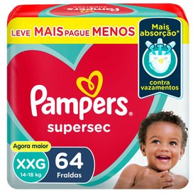 FRALDA PAMPERS SUPERSEC JUMBO XXG COM 64 UNIDADES