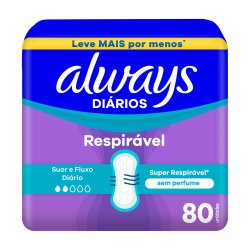 Protetor Diário Always Respirável Sem Perfume Com 80 Unidades