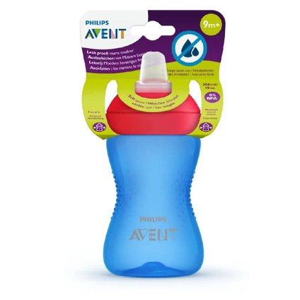 COPO AVENT DE TRANSIÇÃO COM BICO DE SILICONE AZUL E VERMELHO 9M+