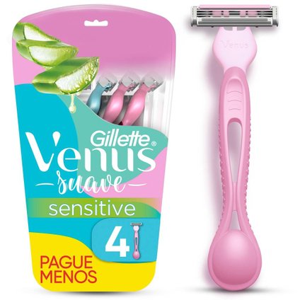 APARELHO DE DEPILAR GILLETTE VENUS SUAVE SENSITIVE 4 UNIDADES