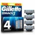 CARGA PARA APARELHO DE BARBEAR GILLETTE MACH3 REGULAR COM 4 UNIDADES LEVE MAIS PAGUE MENOS