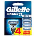 CARGA PARA APARELHO DE BARBEAR GILLETTE MACH3 REGULAR COM 4 UNIDADES LEVE MAIS PAGUE MENOS