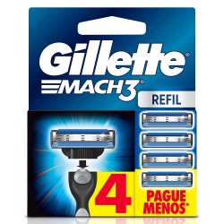 Carga Para Aparelho De Barbear Gillette Mach3 Regular Com 4 Unidades Leve Mais Pague Menos