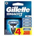 CARGA PARA APARELHO DE BARBEAR GILLETTE MACH3 REGULAR COM 4 UNIDADES LEVE MAIS PAGUE MENOS